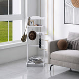 Accent Portable Garment Rack,Clothes Valet Stand with Storage Organizer,White Finish W760P178208