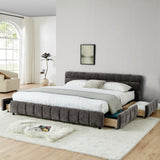 King Size Upholstered Bed ,comfortable upholstered bed frame, Chenille fabric, with headboard and W487P235314