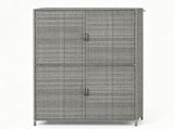 Outdoor PE Rattan Storage Cabinet with Adjustable Shelves, Anti-Tip Garden Tool Storage Shed for 47992107