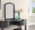 ZUN Bedroom Classic Vanity Set Wooden Carved Mirror Stool Drawers Antique Grey Finish HS00F4005-ID-AHD