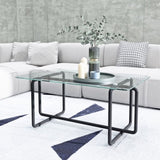 ZUN Modern Tempered Glass Tea Table Coffee Table, Table for Living Room,Transparent W24181014