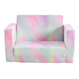 All-Sponge Kids Foldable Sofa Bed Single Chaise Lounge Spray-Print Slant Peach Fabric 01140214