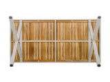 Teak Wood Top with Beige Steel Frame Outdoor Dining Table, 55.12" Rectangular Patio Table with N770P385226B