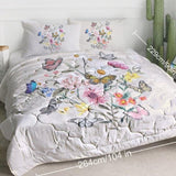 Butterfly Flower Comforter Light Pink Bedding Sets Twin for Girls Women, 1 Soft Comforter and 2 06250587