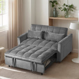 3 in 1 Convertible Sleeper Sofa Bed, Modern Pull Out Couch Bed, Adjustable Backrest, Velvet Loveseat W2121P289395