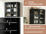 Metal Kitchen Pantry - 72" Tall Storage with 5 Adjustable Shelves, Black Freestanding T2398P504064