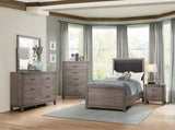 Brownish Gray Finish 1pc Nightstand Melamine Laminate 2x Drawers Dark Metal Hardware Bed Side Table B01152306