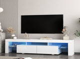 High gloss TV Stand with LED Lights for TVs up to 65'', Modern TV Console with Storage Cabinets for W1321126651
