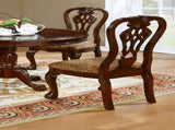 Formal Classic Traditional Dining Chairs Cherry Solid wood Damask Print Fabric Seat Intricate Back B01172303