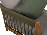 Acacia Wood Outdoor Club Chair with Handwoven Rope Accents & Curved Backrest - Water-Resistant Boho N767P265743E
