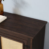 Farmhouse Rattan TV Stand Console Table for TVs up to 70 Inches, TV Console Table with 2 Storage W1758P178931