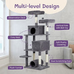 ZUN 65 inch Cat Tree Cat Tower for Indoor Cats, Large Multi-Level Cat Play House Condo Furniture with 55863053