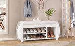 ZUN TREXM Retro Multifunctional Storage Bench with Cushion and Curved Side Panel for Entrance and Living N715P194061K