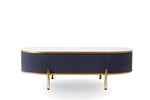 ZUN Modern Coffee Table White/Gray Sintered Stone Top & Gold With Drawer B091119902