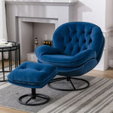 Accent chair TV Chair Living room Chair with Ottoman-Blue W676P232275