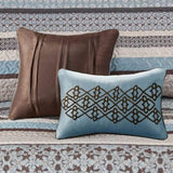 ZUN 5 Piece Jacquard Quilt Set with Throw Pillows Blue King/Cal King B03597542