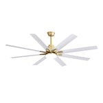 ZUN 66 Inch Modern Ceiling Fan With Dimmable Led Light 8 ABS Blades Remote Control Reversible DC Motor W882P147244