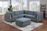 Living Room Furniture Ottoman Steel Color Dorris Fabric 1pc Cushion ottomans Wooden Legs Deco B01147403