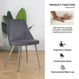 Modern Grey Velvet Dining Chairs , Fabric Accent Upholstered Chairs Side Chair with chrome Legs for W210127132
