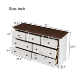 ZUN Wooden Captain Seven-Drawer Dresser for Bedroom, Living Room, Kids' Room, White+Walnut WF317050AAK