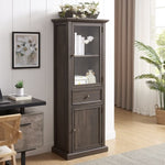 ZUN Tall Storage Cabinet, Freestanding Cabinet Glass Door and Shelves, Sideboard cabinet, Cabinet W2275P206603