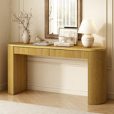 U_STYLE Sophisticated Console Table with Pine Veneer and Vertical Striped,Suitable for Entryway, N711P289125O