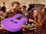 Purple 41-inch Dreadnought barrel-shaped cutaway acoustic guitar with pick, strings, capo, gig bag, 39878185