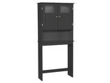 2-Door 3-Tier Toilet Cabinet MDF Melamine-Faced Bathroom Vanity 23.23*8.66*66.93in Black 11765770
