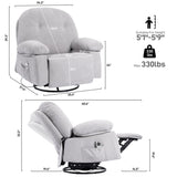 ZUN Modern Chenille Recliner Chairs Swivel Massage Rocker Recliner with Heat W1692P154175