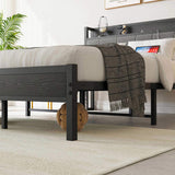 Full Size Bed Frame, Storage Headboard with Charging Station, Solid and Stable, Noise Free, No Box W840P179122