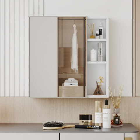 ZUN A white MDF material mirror cabinet, bathroom mirror, and a separate wall mounted bathroom mirror W1151135030