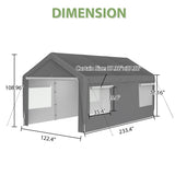 10x20 Heavy Duty Steel Canopy Tent with Roll-up Ventilated Windows, Garage Carport with Removable 83559031