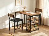 Bar Table and Stool Set 1 Table 2 Stools, Brown Wood Grain MDF Tabletop & Gold Metal Frame, Padded 81463431