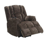 ZUN ACME Pacay Power Recliner w/Lift, Heating & Massage, Brown Velvet LV02998