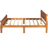 Full Size Wood Platform Bed with Headboard and Wooden Slat Support WF289141AAL