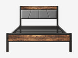 Twin Size Bed Frame, Storage Headboard with Charging Station, Solid and Stable, Noise Free, No Box 75440206