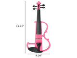 Full Size 4/4 Bunnel Edge Electric Silent Violin with Case Bow Rosin Headphone Connecting Line Pink 01411358