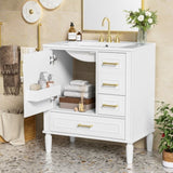 30" Bathroom Vanity with Ceramic Sink, Soft-Close Door with Built-in Shelf, Deep Standard N729P184479K