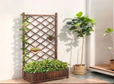 Wood Planter Raised Garden Bed with Trellis, 67 Inch Height Outdoor Garden Flower Standing Planter 45093764
