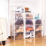 ZUN Storage Shoe Box; Foldable Clear Sneaker Display Box; Stackable Storage Bins Shoe Container W2181P164292