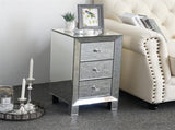 Modern and Contemporary Mirrored 3-Drawers Nightstand Bedside Table 34787396
