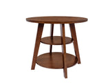 Solid Wood 3-Tier Round End Table, 23.6 Inch Tall Side Table with Storage Shelves, Modern Wood W3204P577551