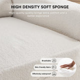 011-Teddy Fabric 360&deg Swivel Accent Chair with Upholstered,One Back Pillow,Armrest with Rivets W527P190834