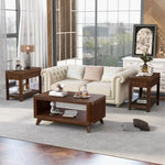 ZUN 25'' Rectangular Farmhouse End Table with Storage Shelf, Sofa Side Table with Solid Wood Legs for W1202P177313