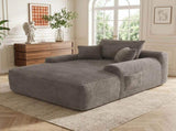NEW Convertible Chaise Lounge Chair Plush with Wide Armrest & Throw Pillows, Cozy Boneless Sleeper W3975P549237
