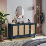 Handcrafted Premium Grain Panels,Rattan Sideboard Buffer Cabinet,Accent Storage Cabinet With 4 W144583482