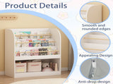 3-Tier Scalloped Bookshelf, Bookcase for Toddlers, Wooden Book Shelf Organizer Display Furniture for 76288871