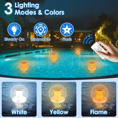 ZUN 2Pcs Solar Floating Pool Lights Solar Flame Stake Lights IP67 Waterproof Outdoor Globe Ball Lights 49920595