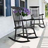 Patio Rocking Solid Wood, Outdoor Porch Rocker with Wooden Frame, Indoor Wooden Rocking 41500098