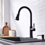 ZUN FLG Touch-On Kitchen with Pull Down Sprayer Single Handle Brass Touch Activated Kitchen Sink W1932123652